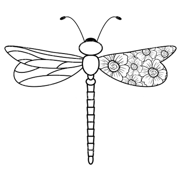 وکتور برداری طرح خالکوبی سنجاقک همراه با سنجاقک سیاه قلم و طرح تتو