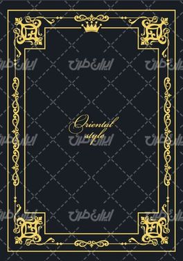 وکتور برداری فریم گل همراه با حاشیه گل طلایی و طرح تتو