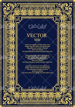 وکتور برداری فریم گل همراه با حاشیه گل طلایی و طرح تتو