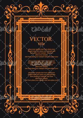 وکتور برداری قالب گل همراه با حاشیه گل طلایی و طرح تتو