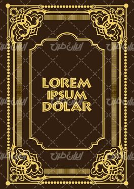 وکتور برداری قالب گل همراه با حاشیه گل طلایی و طرح تتو