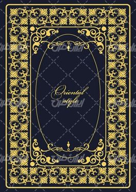 وکتور برداری قالب گل همراه با حاشیه گل طلایی و طرح تتو