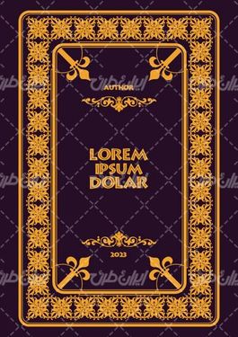 وکتور برداری قالب گل همراه با حاشیه گل طلایی و طرح تتو