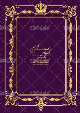 وکتور برداری قالب گل همراه با حاشیه گل طلایی و طرح تتو