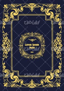 وکتور برداری قالب گل همراه با حاشیه گل طلایی و طرح تتو