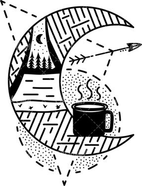 وکتور برداری فنجان نوشیدنی همراه با نوشیدنی و هلال ماه