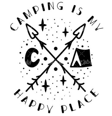 وکتور برداری کمپینگ همراه با چادر مسافرتی و تیر کمان