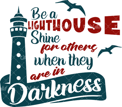 وکتور برداری فانوس دریایی همراه با  برچسب گرافیکی و برچسب