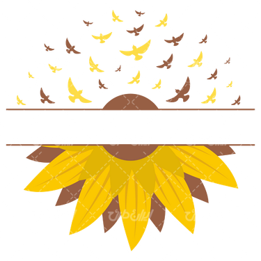 وکتور برداری گل زیبای آفتابگردان همراه با رنگ آمیزی و نقاشی