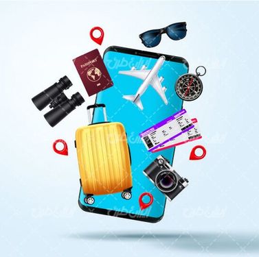 وکتور برداری مسافرت همراه با پاسپورت و بلیط
