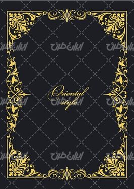 وکتور برداری فریم گل طلایی همراه با حاشیه گل طلایی و قاب گل