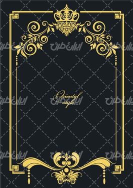 وکتور برداری فریم گل طلایی همراه با حاشیه گل طلایی و قاب گل