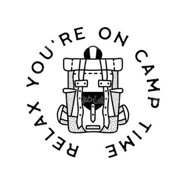 وکتور برداری کوله پشتی سیاه قلم همراه با کوله و تجهیزات مسافرتی