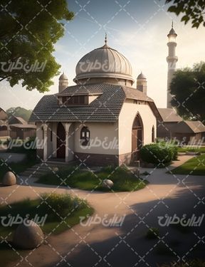 تصویر با کیفیت مکان مذهبی همراه با گنبد و ساختمان مذهبی