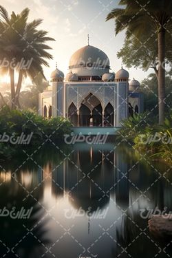 تصویر با کیفیت مسجد همراه با گنبد و ساختمان مذهبی