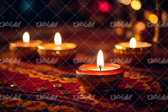 تصویر با کیفیت شمع همراه فرش و قالی و شمعدان