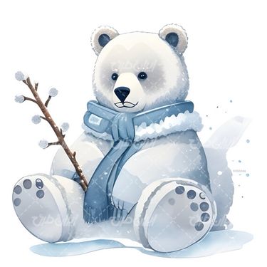 تصویر با کیفیت نقاشی خرس و نقاشی زمستان و نقاشی آبرنگ