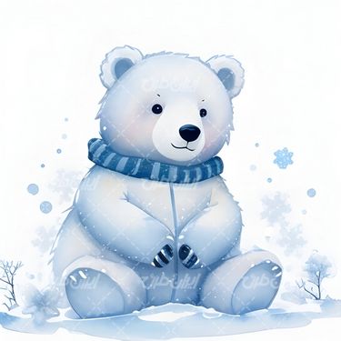 تصویر با کیفیت نقاشی خرس و نقاشی زمستان و نقاشی آبرنگ