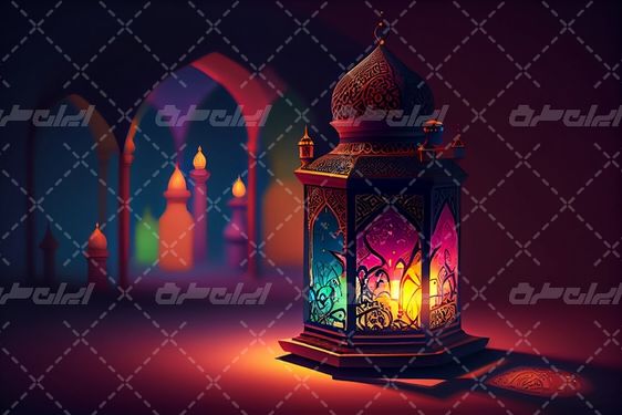 تصویر با کیفیت ماه رمضان همراه با هلال ماه مبارک رمضان و طرح مذهبی