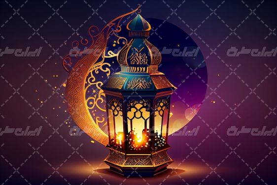 تصویر با کیفیت ماه رمضان همراه با هلال ماه مبارک رمضان و طرح مذهبی