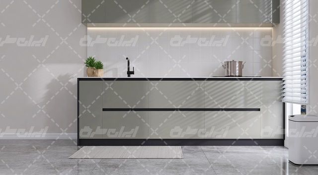 تصویر با کیفیت دکوراسیون داخلی همراه با کابیت و آشپزخانه