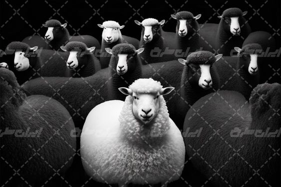 تصویر با کیفیت گوسفند همراه با گله گوسفندان و دامداری