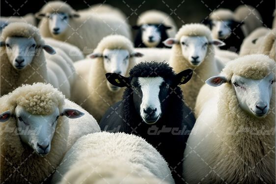 تصویر با کیفیت گوسفند همراه با گله گوسفندان و دامداری