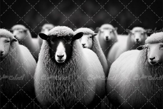 تصویر با کیفیت گوسفند همراه با گله گوسفندان و دامداری