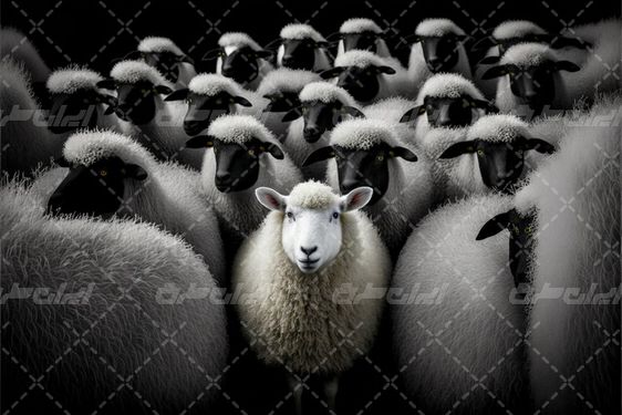 تصویر با کیفیت گوسفند همراه با گله گوسفندان و دامداری