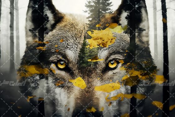 تصویر با کیفیت گرگ همراه با حیوان وحشی و نقاشی گرگ