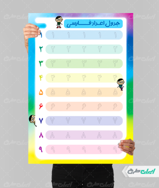 طرح لایه باز جدول اعداد فارسی