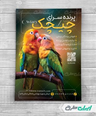 طرح لایه باز تراکت پرنده فروشی