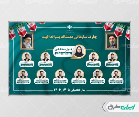 طرح لایه باز بنر چارت سازمانی دبستان