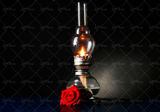 چراغ نفت سوز  چراغ قدیمی گل رز