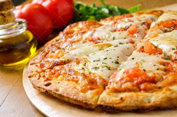فست فود غذای آماده گوجه فرنگی شیشه روغن زیتون پیتزا