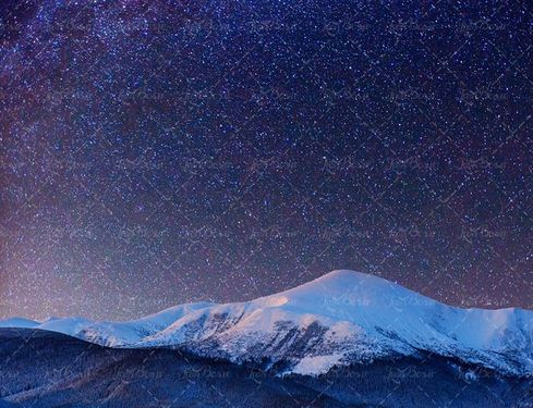 منظره چشم انداز طبیعت برفی شب منظره مهتابی زمستان 3