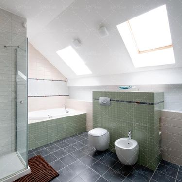 طراحی داخلی حمام وان سفید توالت فرنگی