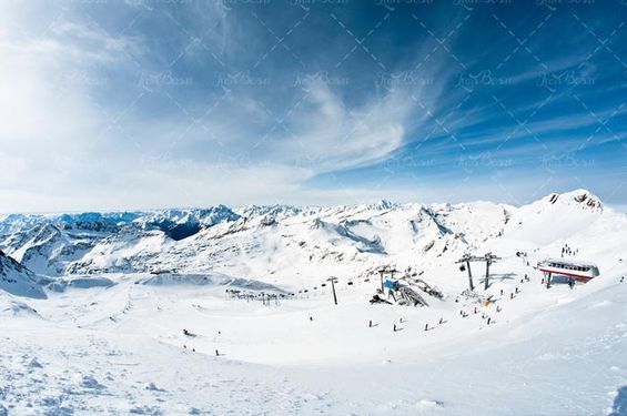 زمستان کوه برف اسکی اسنوبرد پیست اسکی