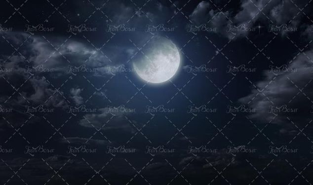 ماه شب ابر آسمان در شب 2
