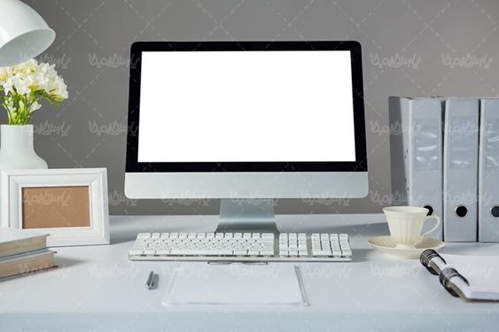 میز کار لپ تاپ کامپیوتر رومیزی مانیتور و صفحه کلید