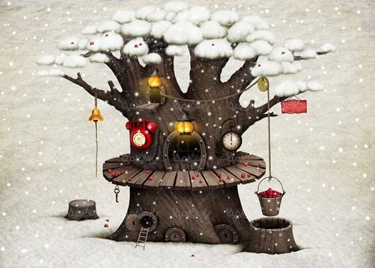 خانه درختی برف ابر زنگوله گوشی تلفن