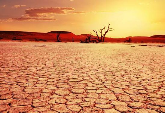 بیابان کویر منظره غروب خورشید