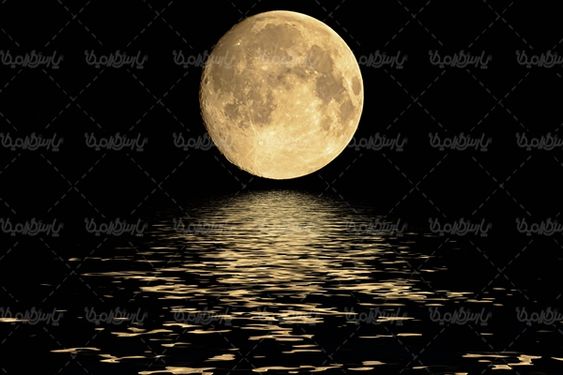 قرص ماه شب مهتاب تصویر ماه در آب