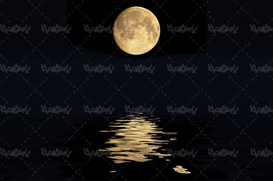 قرص ماه شب مهتاب تصویر ماه در آب