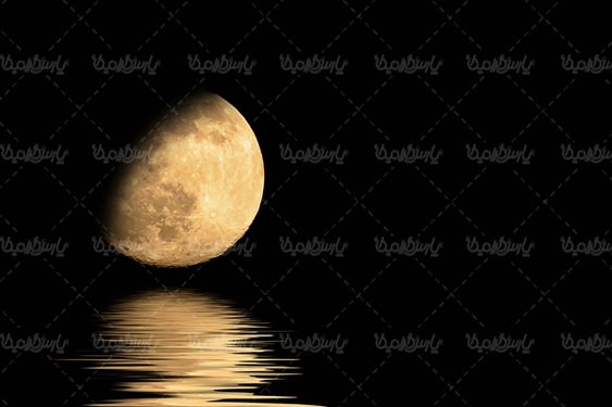 قرص ماه شب مهتاب تصویر ماه در آب