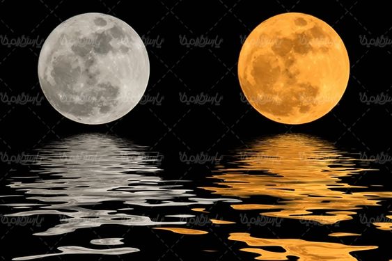 قرص ماه شب مهتاب تصویر ماه در آب