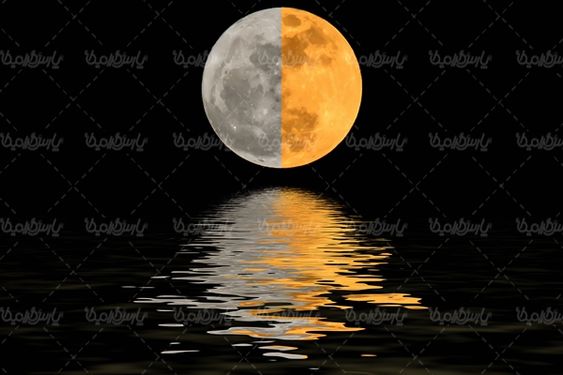 قرص ماه شب مهتاب تصویر ماه در آب