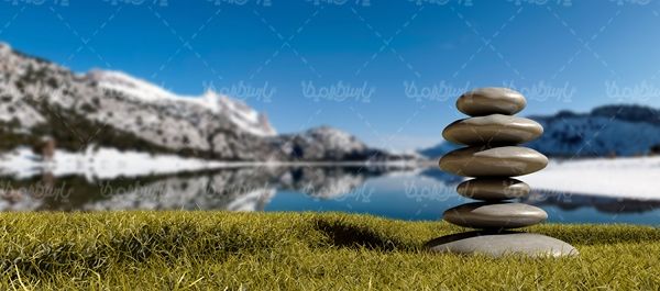 سنگ های  قرار گرفته روی هم  منظره
