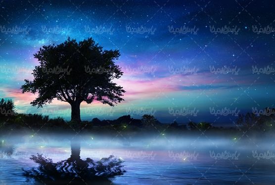 آسمان شب منظره چشم انداز ه