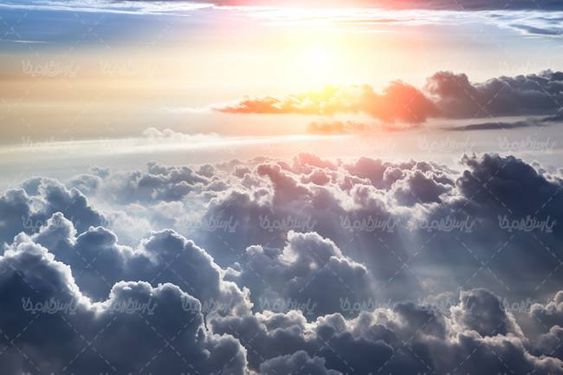 منظره بالای ابرها چشم انداز انبوه ابر منظره طلوع خورشید1